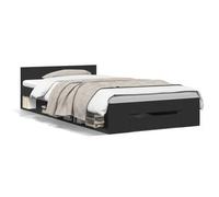 vidaxl Cama con cajón madera de ingeniería negro 100x200 cm