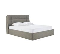 Cama con canapé 2 plazas 160x200 cm en tela texturizada taupe HONO