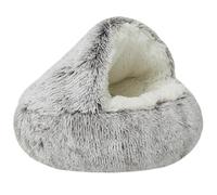 Cama con capucha para perro, cueva de felpa lavable con parte inferior antideslizante para mascotas pequeñas a medianas