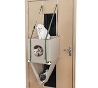 Cama con Percha para Gatos - Colgante Ajustable, Hamaca de Doble Capa | Muebles para Mascotas duraderos y Transpirables con Correas metálicas de poliéster, adecuados para, Gatos, Dormir,