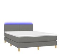 Cama con somier con colchón, 140 x 200 cm, iluminación gris oscuro, moderno sistema de sueño para un sueño reparador, ideal para dormitorios