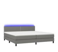 Cama con somier con colchón y 200 x 200 cm gris oscuro - Moderna cama de dormitorio con iluminación para un sueño reparador - funda de tela