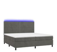 Cama con somier con colchón y 200x200 cm - Terciopelo gris oscuro, sistema de sueño de lujo para dormitorio con iluminación y confort