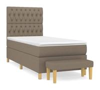 Cama con somier de 100 x 200 cm con colchón de muelles ensacados y cabecero regulable en altura, tejido de poliéster transpirable, dureza media, ideal para dormir boca arriba y abajo, incluye banco