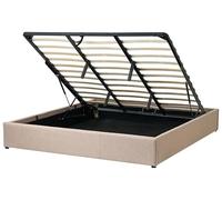 Cama con somier de poliéster beige 180 x 200 cm sin cabecero almacenaje Dinan