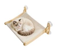 Cama con Ventana para Gatos - Percha de Madera Resistente para Gatos Grandes de Interior, Asiento de Gato con con Alfombrilla Transpirable, Hamaca para Gatitos Que Ahorra Espacio para