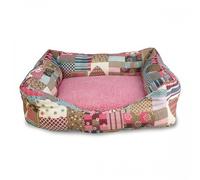 Cama Corazones y rayas para perros color Rosa