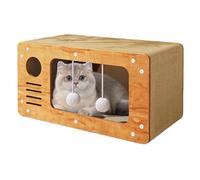 Cama corrugada para gatos - Muebles de juego para gatitos, combo de salón para rascar, estructura de cartón duradera con amplia zona de descanso, refugio para gatos estilo granja para garras para