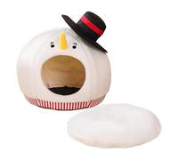 Cama Cubierta De Perro | Cama para Mascotas Cálida Cerrada con Muñeco De Nieve Y Alfombra Lavable, Tienda para Gatos - para Ventana Silla Sofá Habitación Refugio Interior