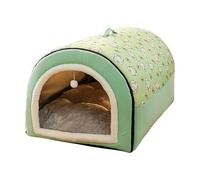 Cama cubierta para perro, cama cubierta desmontable 2 en 1 con colgante de bola, nido para gatos de interior, escondite, cuevas para gatos de interior, perro cálido con cueva cubierta para perros