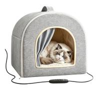 Cama cueva cálida para gatos Nido Invernal Cerrado Resistente a Arañazos | Cama Iglú De Gato Con Alimentación USB Exterior Interior Escritorio Percha Gatito Cachorro