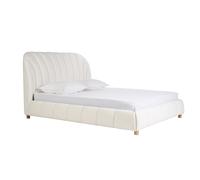 Cama de 2 plazas 160x200 en tela efecto lana rizada ARIELLE