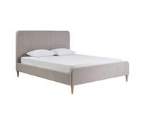 Cama de 2 plazas 160x200 en tela taupe LINDSAY