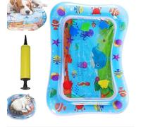 Cama de agua para mascotas, tapete de juego sensorial de agua gruesa para gatos y perros, tapete de agua con peces, lavable, inflable, material de PVC, a prueba de pinchazos, tapete de refrigeración