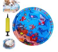 Cama de agua para mascotas, tapete de juego sensorial de agua gruesa para gatos y perros, tapete de agua para gatos con peces, lavable, inflable, material de PVC, a prueba de pinchazos, tapete de