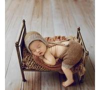 Cama de apoyo para fotos para niños, cama de fondo de fotos de estudio de bebé, cama de hierro para bebé de luna llena, accesorios de poses desmontables (marr
