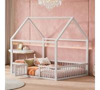 Cama de cabaña de madera maciza, 140 x 200 cm, con puerta de estilo rústico, perfecta para estimular la imaginación