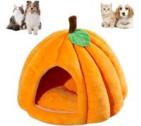 Cama de calabaza para gatos, camas para gatos de interior, bonita forma de calabaza, cama de cueva para gatos, tienda de campaña para gatos con cojín extraíble, cama cálida para dormir, casa para