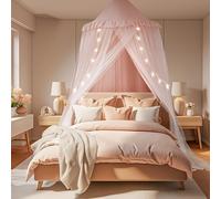 Cama de Capa Starlight Princess - de Malla Transpirable para Habitación de Niñas, de Lectura Rosa con Estructura de Alambre de Acero, Lavable a Máquina (Sin Luz Incluida)