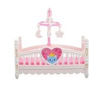 Cama De Casa De Cuna Miniatura De 12.5 Cm, Muebles De Dibujos Animados Rosa, Accesorios De ABS Realistas Para Hacer Que Suena Jugar | Casa De Juguete