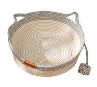 Cama de Cesta de Gato de ratán, Cesta de Gatito de Mimbre con Pelota de Juguete, Camas de Gato Redondas para Mascotas de Interior Menos de 7.5 kg