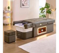 Cama de champú con luz LED y espacio de almacenamiento, cama de masaje Romantic Head SPA en verde oliva