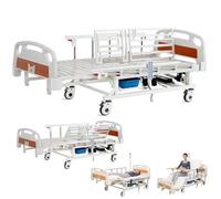 Cama de cuidado de la UCI de 7 funciones con inclinación lateral automática, antiescaras, control remoto, rieles de seguridad, colchón, bandeja, poste IV, ruedas de bloqueo, 550 libras
