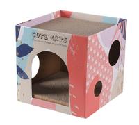 Cama de descanso duradera corrugada para gatos, diseño de doble capa y tablero desmontable (escondite para múltiples mascotas, fácil montaje) (B)