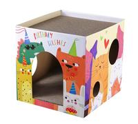 Cama de descanso para gatos corrugada duradera, diseño de doble capa y tablero desmontable (escondite para múltiples mascotas, fácil montaje) (A)