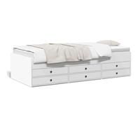 Cama de día con cajones, 90 x 190 cm, color blanco, ahorra espacio, sin colchón, ideal para habitaciones de invitados y espacios pequeños, aspecto de madera estable con prácticos cajones