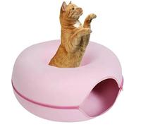 Cama de dona para gatos, túnel de cama para gatos, túnel de dona para gatos, resistente a los arañazos, cama redonda de fieltro para gatos, con cremallera, acogedora cueva para gatos, túnel de juguete