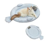 Cama de Enfriamiento para Mascotas Estilo Foca, Almohadilla de Hielo de Enfriamiento Alfombrilla de Verano para Mascotas con Almohada y Fondo Antideslizante L: 72 * 60 * 5 cm(28.3 * 23.6 * 1.9 in)