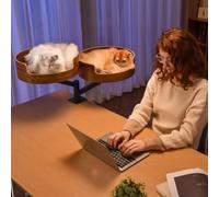 Cama de escritorio para gatos, giratoria 360°, cama elevada para gatos, altura ajustable y que ahorra espacio, cama elevada para gatos, cama de escritorio montada para mascotas para la oficina en casa