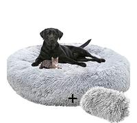 Cama de felpa autocalentable para perros grandes, cama extragrande y cálida de piel sintética para mascotas, lavable, color gris (L)