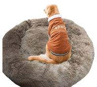 Cama de felpa calmante para perros extragrandes, nido redondo con cojín suave, diseño de dona, cómodo y cálido, sofá para mascotas para invierno, 80 cm, color marrón
