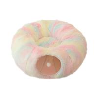 Cama de Felpa con Forma de Donut para Gatos, Túnel para Gatos de Interior con Cojín Circular Lavable - Juguete Redondo para Mascotas para Gatitos, Cachorros, Conejos y Hurones.,Rainbowcolors-85*26cm