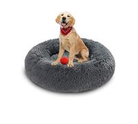 Cama de felpa para perros, colchón redondo lavable, cama acolchada para mascotas, antideslizante, tamaño mediano, grande, suave, cálido (70 x 70 x 20 cm, gris oscuro)