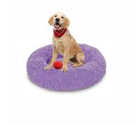 Cama de felpa para perros, colchón redondo lavable, cama acolchada para mascotas, antideslizante, tamaño mediano, grande, suave, cálido, 90 x 90 x 20 cm, color morado