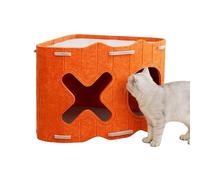 Cama de fieltro semicerrada para gatos, casa para mascotas, cama para cachorros con cojín cómodo, fieltro con diseño transpirable, mango portátil para muebles de mascotas, para interiores y exteriores