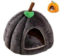 Cama de gato calabaza, 2025 Cute Pumpkin Shape Cat Cuve, Halloween Inspired Cozy Pet House with Cushion, Plush Sleeping Tent for Cats Kittens and Small Dogs (gris, L)