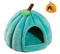 Cama de gato calabaza, 2025 Cute Pumpkin Shape Cat Cuve, Halloween Inspired Cozy Pet House with Cushion, Plush Sleeping Tent for Cats Kittens and Small Dogs (azul, S)