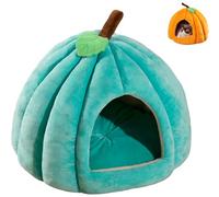 Cama de gato calabaza, 2025 Cute Pumpkin Shape Cat Cuve, Halloween Inspired Cozy Pet House with Cushion, Plush Sleeping Tent for Cats Kittens and Small Dogs (azul, L)