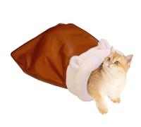 Cama de Gato - Cave de Cuero de Lujoso Cosy | Estera y Saco de Mascotas autocalentables, para Gatitos Cachorros pequeños Animales de Viaje al Aire Libre.