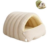 Cama de gato Cozy Monster, cueva para gatos de interior, casa de peluche suave con cojín lavable extraíble, nido cálido para gatitos y perros pequeños (beige, L)