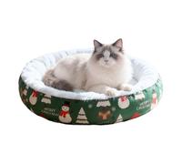 Cama De Gato Navidad,Cómodo Sofá Calmante De Navidad Circular Para Mascotas | Gatito Cajón Perrera Pluffy Mat | para el Hogar Estudiante Dormitorio Sala Balcón