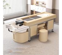 Cama de hidromasaje Head Spa con circulación de agua, moxibustión, sauna de espalda y baño de pies, color beige.