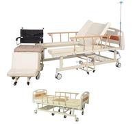 Cama de hospital 2 en 1 con manivela de mano con silla de ruedas desmontable y soporte de infusión, cama de elevación médica multifuncional para uso doméstico y hospitalario