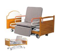 Cama de Hospital eléctrica con 5 Funciones, Altura Ajustable para Personas Mayores, rotación, Ruedas silenciosas, hasta 205 x 98 x 59 cm (530 LB)