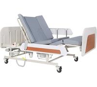 Cama de hospital matrimonial con colchón y ruedas de bloqueo, 3 funciones ajustables para la atención médica en el hogar y la comodidad del paciente