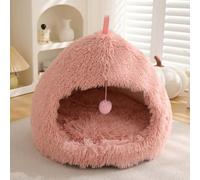 Cama de iglú para gatos y perros, 2 en 1 triangular para mascotas, cama relajante de felpa esponjosa para perros, casa de nido de gato con asa, cojín de almohada extraíble lavable (S:45 x 45 x 38 cm,